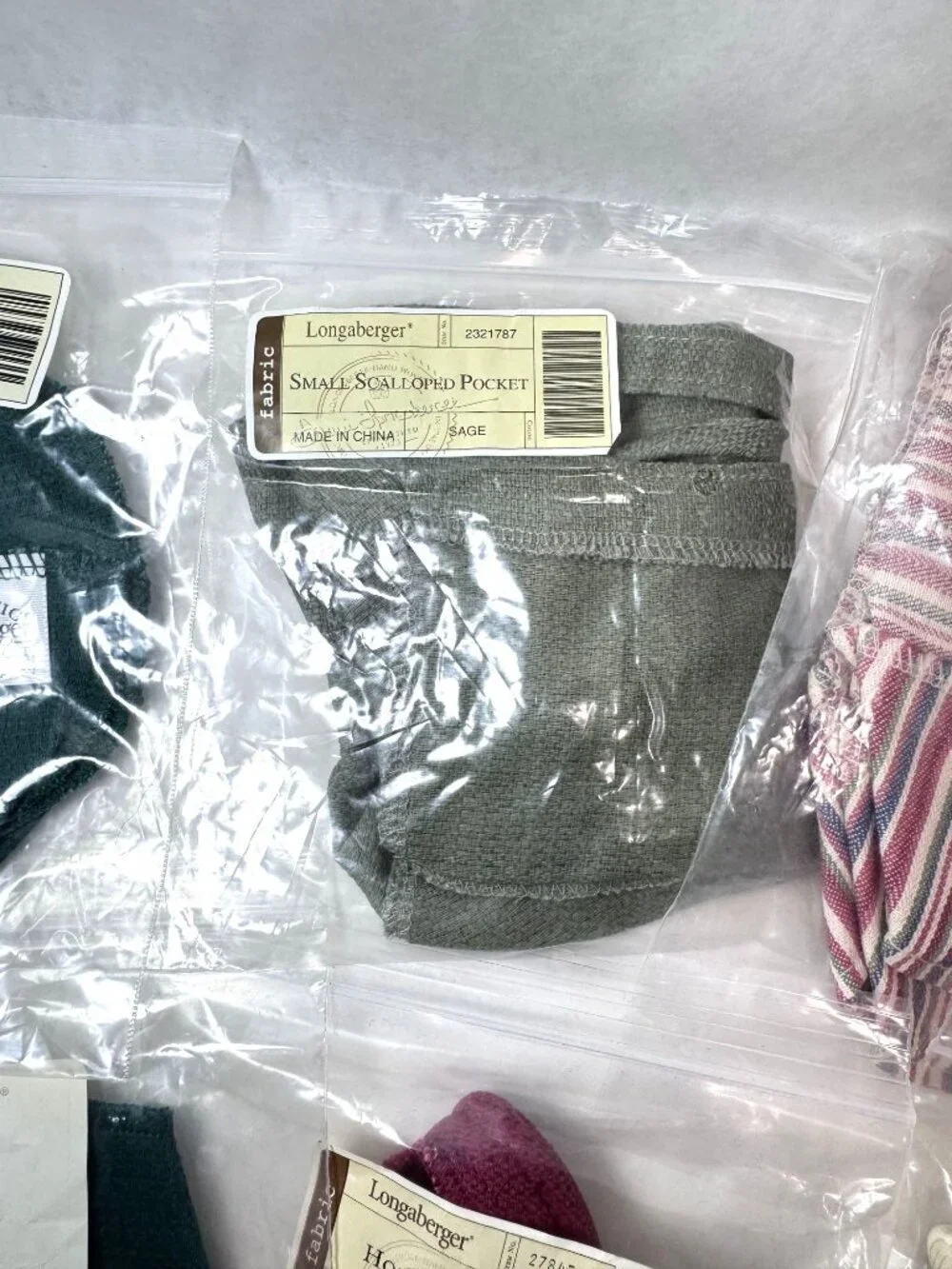 Lot B of 8 Longaberger Basket Liners Market Stripe All The Trimmings Blackberry
